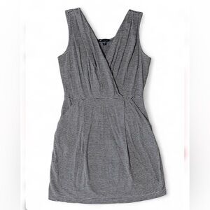 📶 Gap Gray & Navy Striped Mini Dress ~Women’s XS~Crossover Front~Tie Back Design